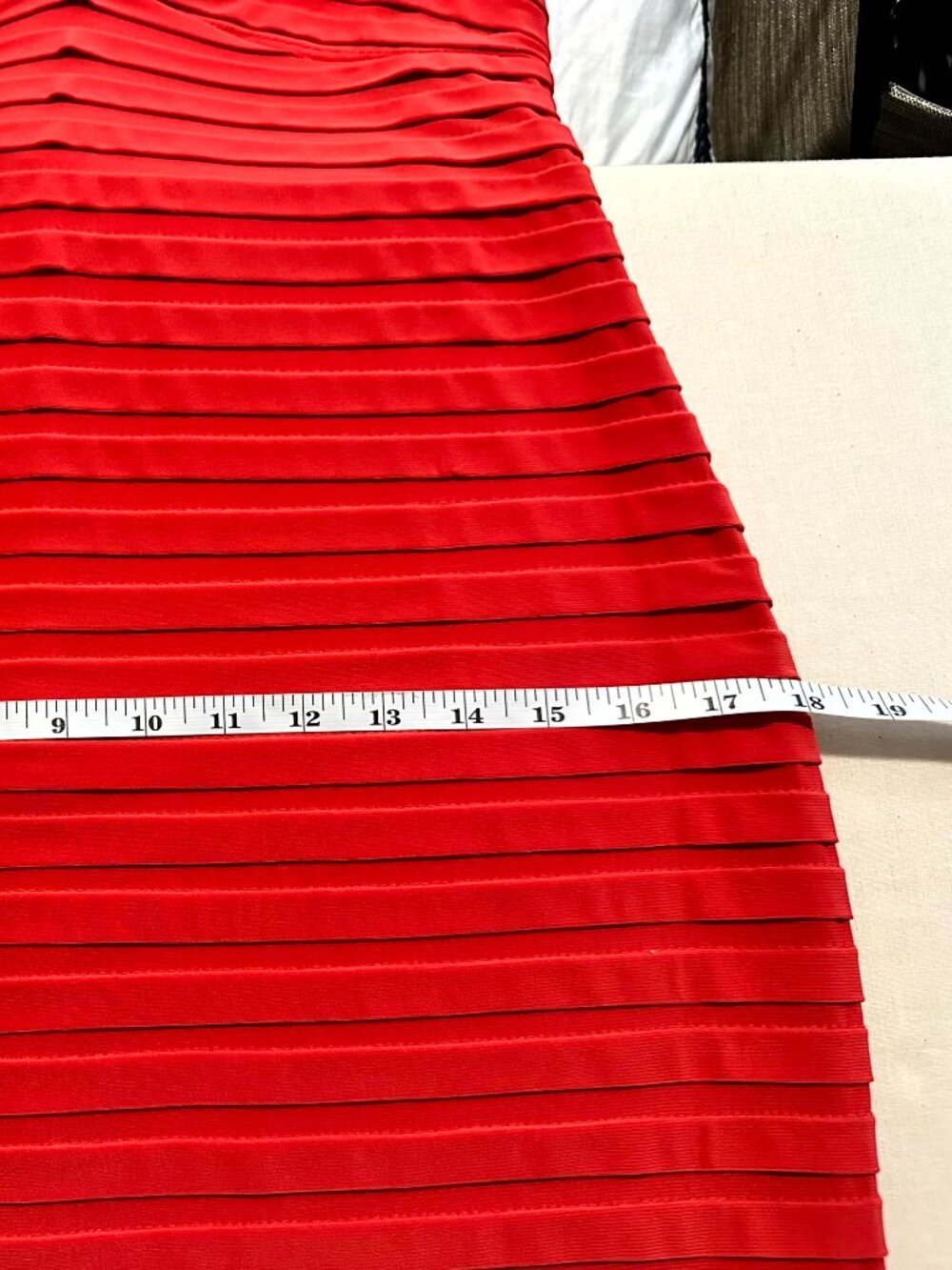 Adrianna Papell Coral Red Pleated Bodycon Sheath Dress Size 4 - Picture 10 of 11